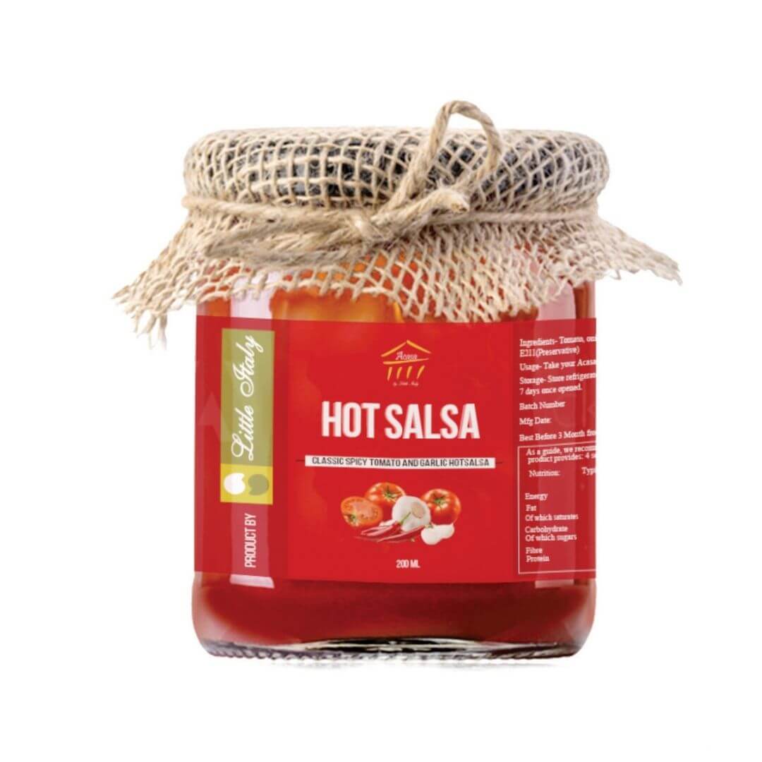 Little Italy’s Acasa’s Hot Salsa Sauce in a jar
